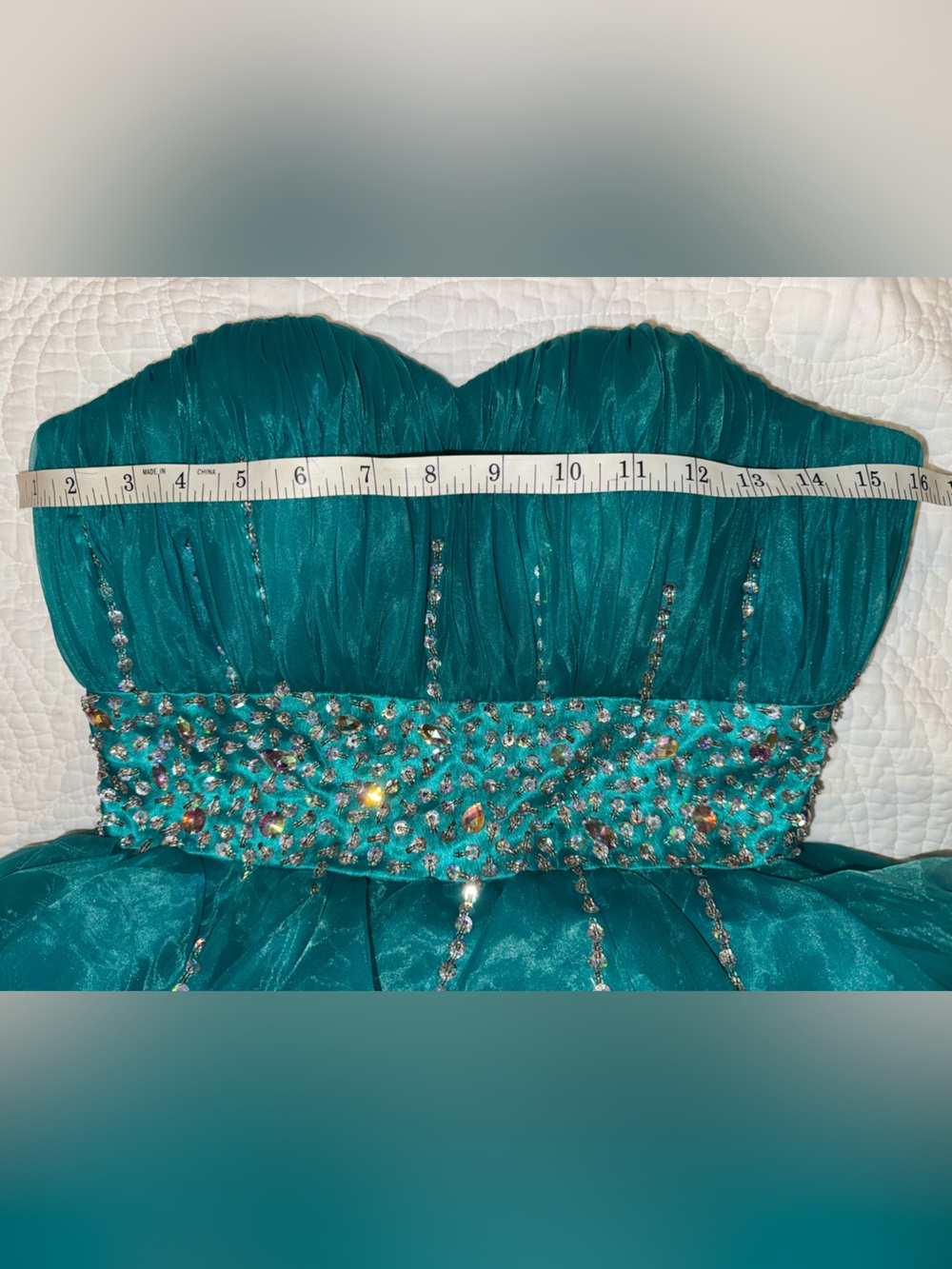 Grace Karin Sz 4 Teal Rhinestone Ruffle Corset Homecoming Dress Mermaidcore Fae - Picture 9 of 10